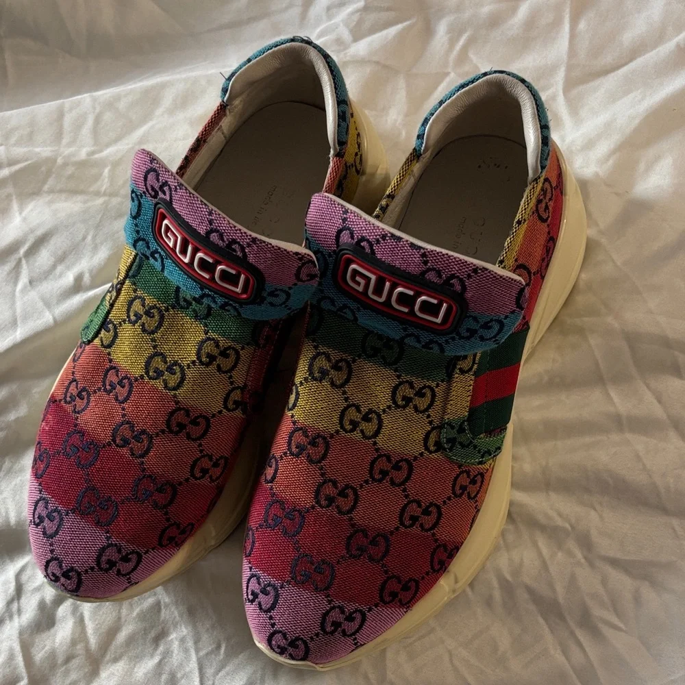 Gucci Rython GG Multi-Color Platform Sneakers Size 8 - Picture 10 of 13